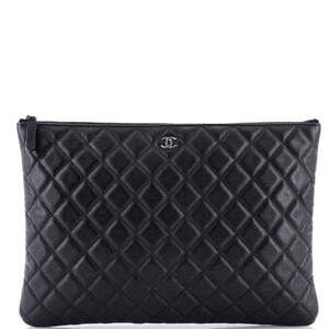 Chanel Large O Case Clutch Quilted Caviar